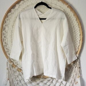 Urban Research Doors 100% Linen Boho Lagenlook Top